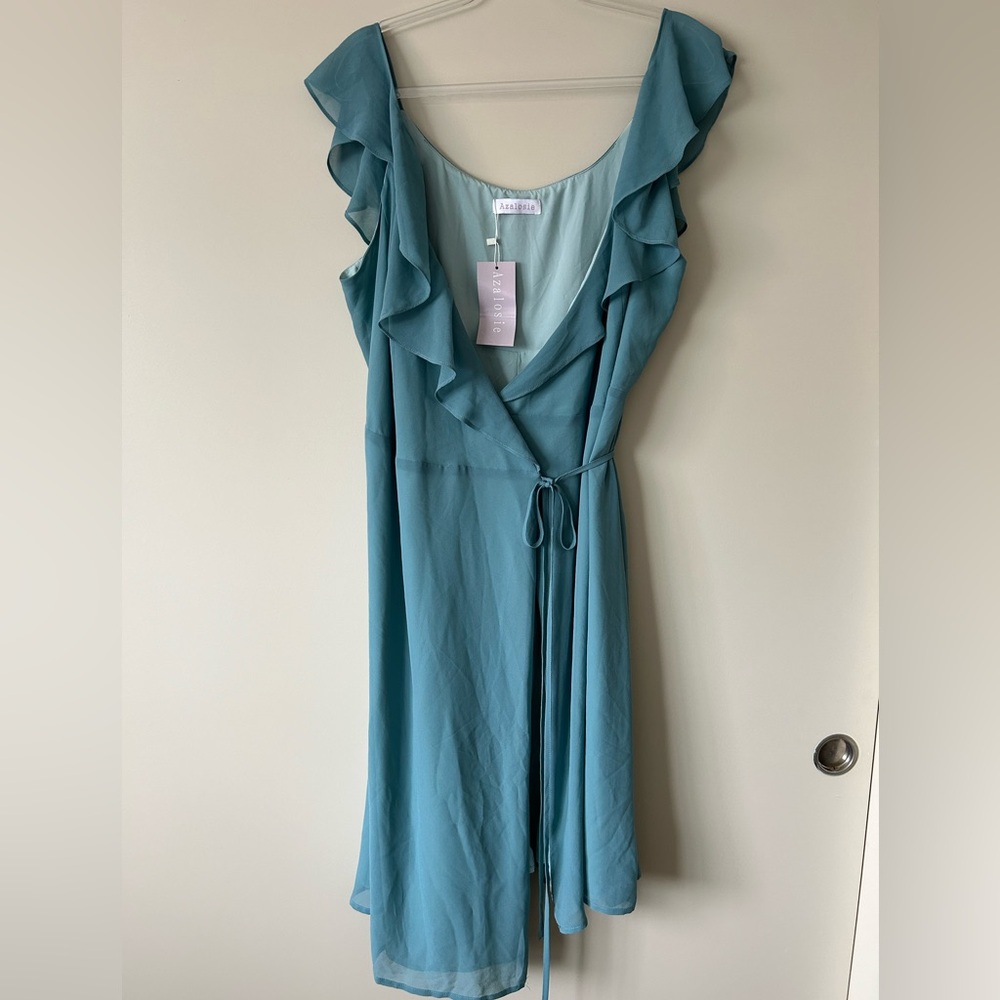 Azaleas Sage Green Wrap Dress Size Large